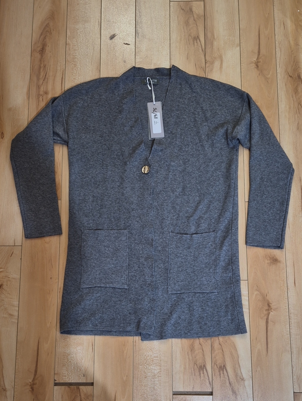 Brand New Pistache Women's Size Small Grey Open-Front Cardigan Sweater